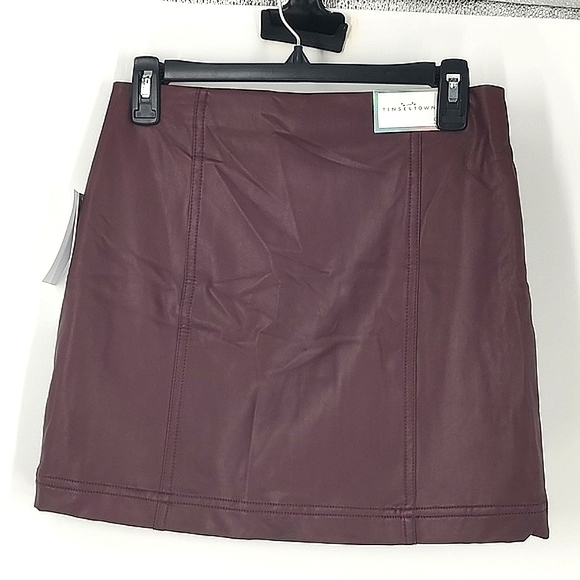 NWTS Hippie Rose Teen Spirit Faux Purple Leather Zipper Skirt, Size S Jr - Picture 2 of 5